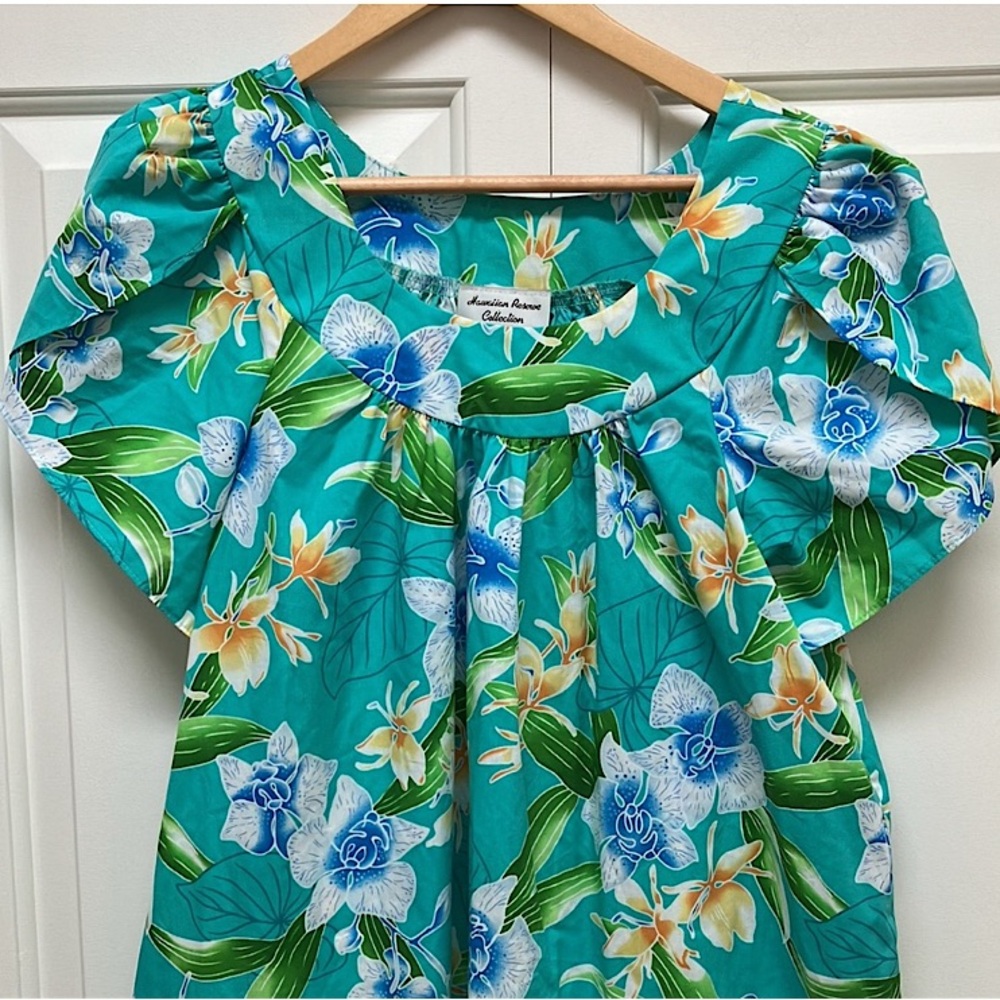 Vintage Hawaiian Muu Muu in a colourful aloha print, blue XL - Picture 3 of 9